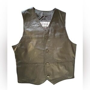 VTG Wilson’s Pelle Studio Black Leather Lightweight Biker Vest M Lined Pockets